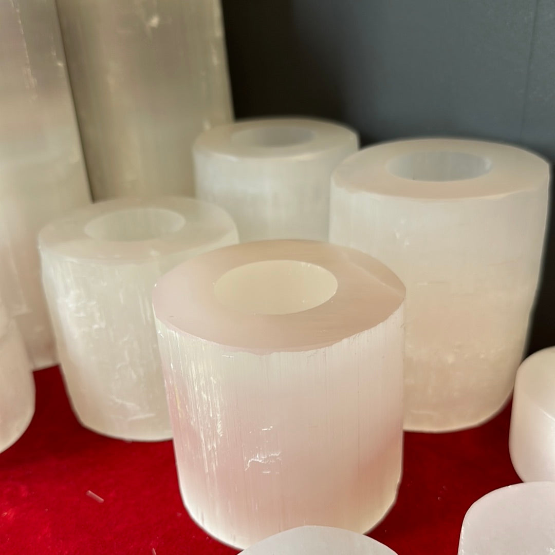 Selenite candlestick | Small cylinder
