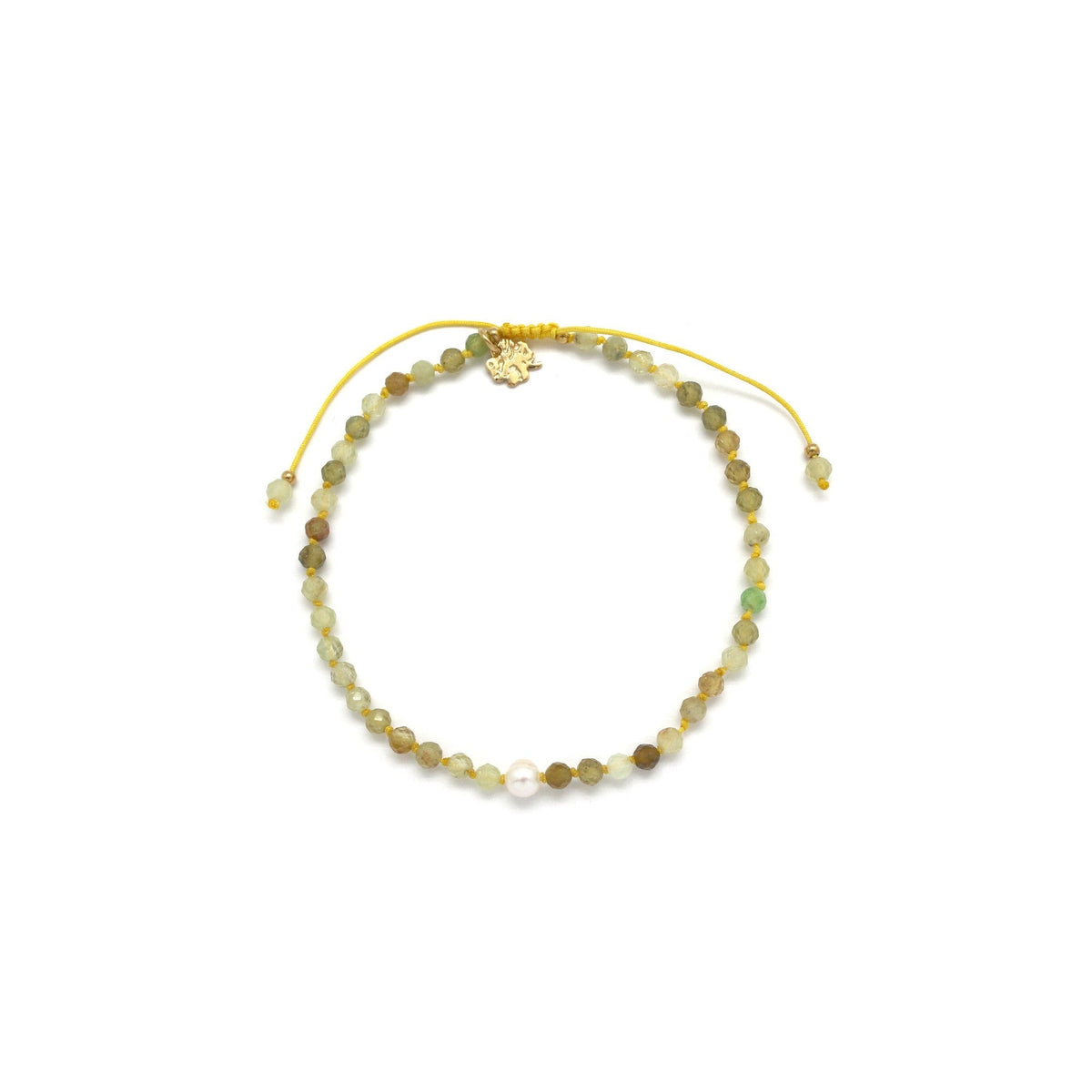 Adjustable peridot bracelet with water pearl