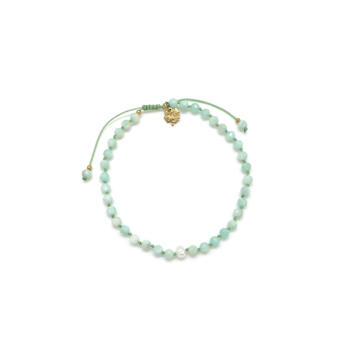 Adjustable amazonite bracelet with pearl