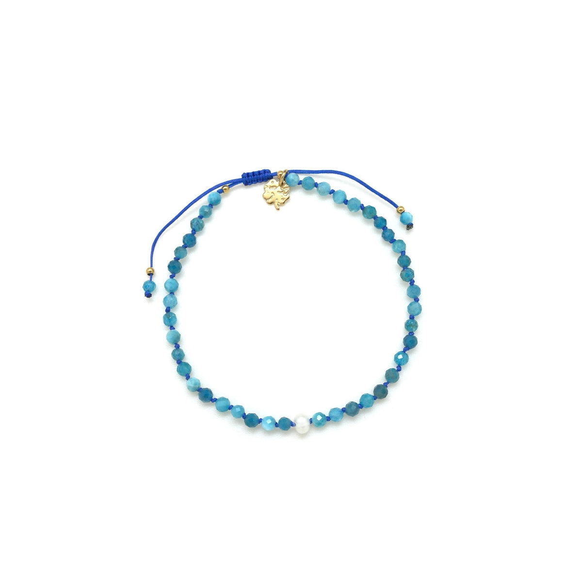 Adjustable apatite bracelet with water pearl