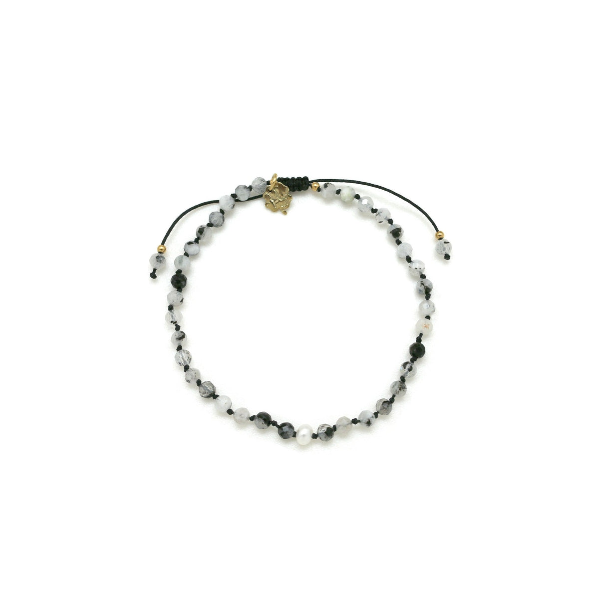 Adjustable moonstone bracelet with pearl