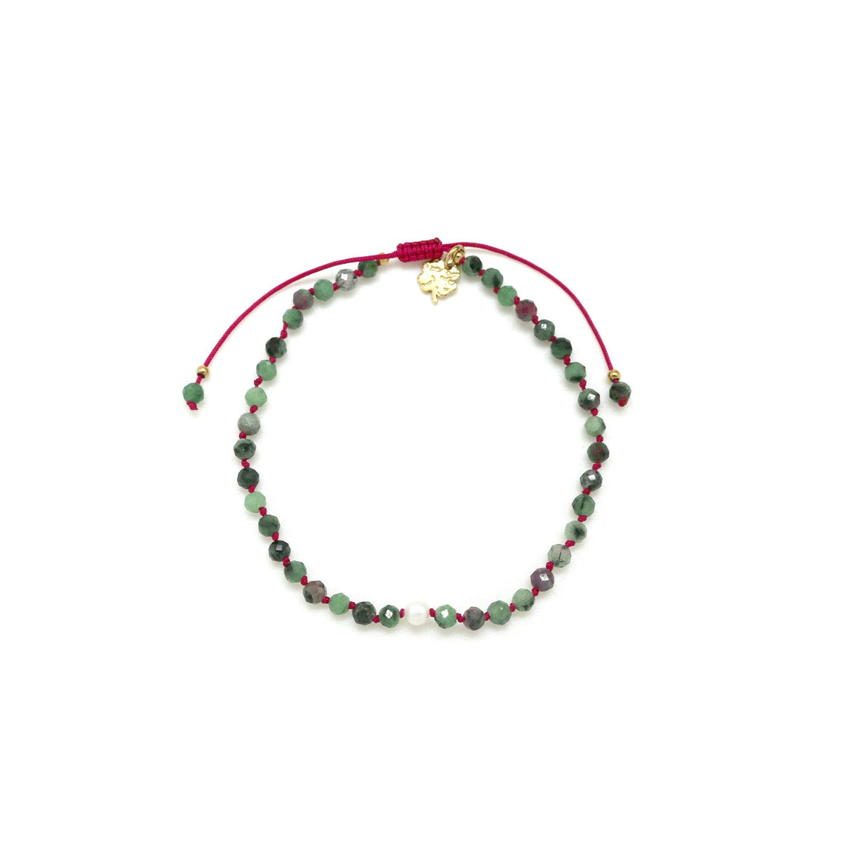 Adjustable ruby ​​coizite bracelet with water pearl