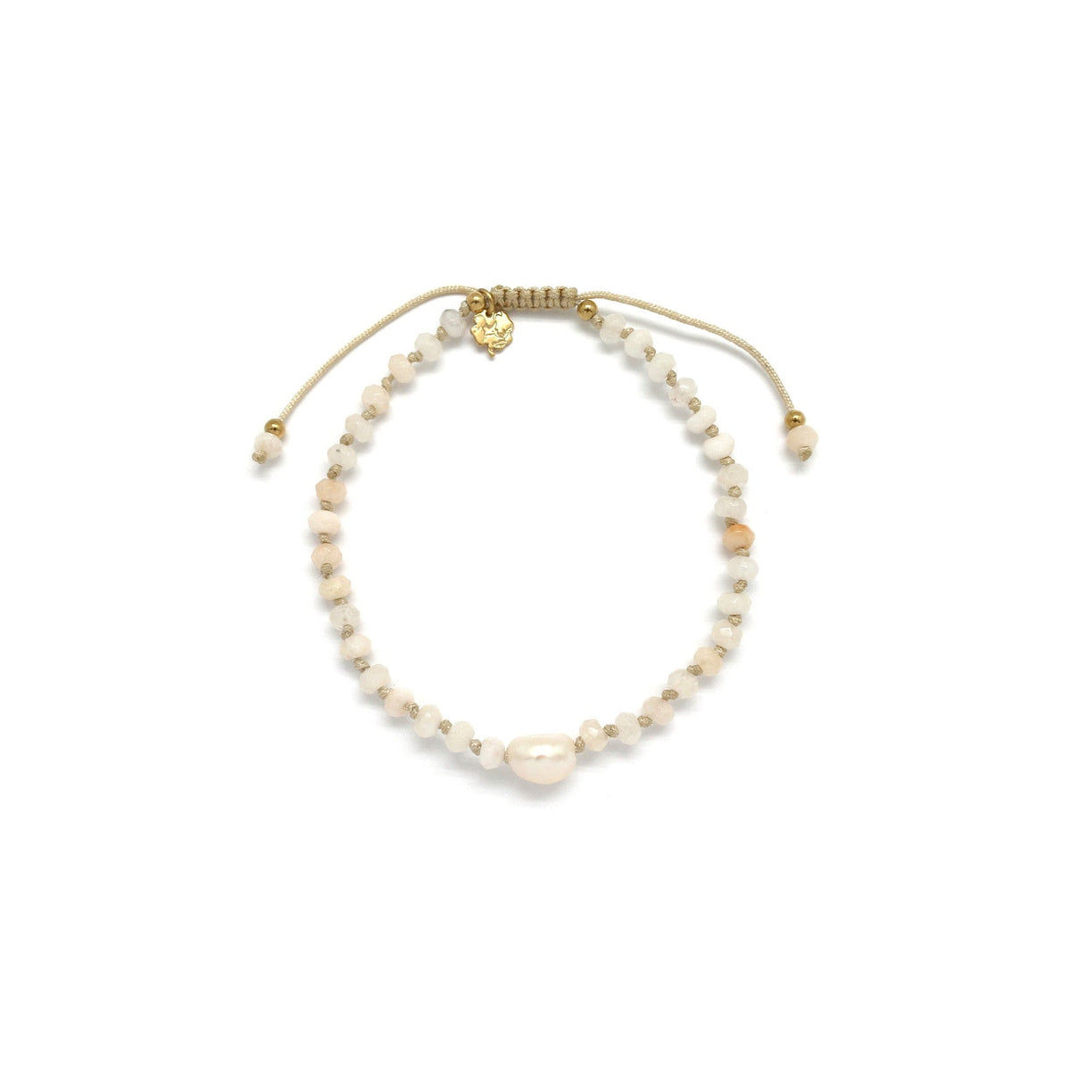 Adjustable calcite bracelet with pearl
