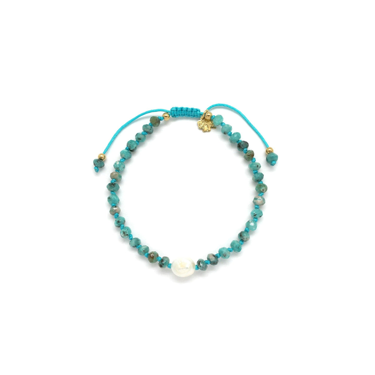Adjustable turquoise bracelet with aqua pearl