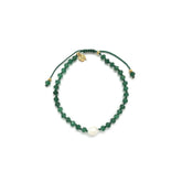 Adjustable green calcite bracelet with water pearl